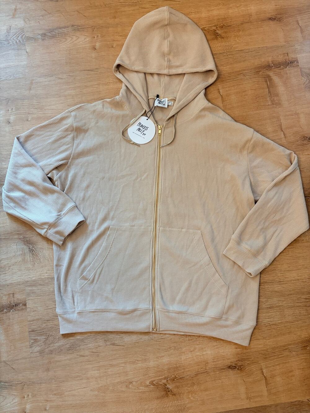 Princess Polly Oversized Waffle Knit Zip-Up Hoodie